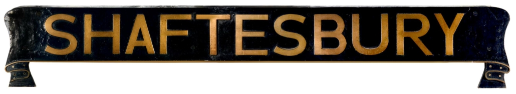 Name-plate of 'West Country' class locomotive 34035 'Shaftesbury', scrapped in 1963. On loan from the Town Council, to whom it was presented in 1964 by Mr J.T. Hillier